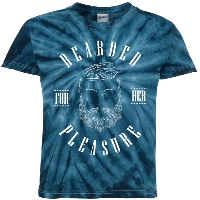 Bearded For Her Pleasure Beard Lover Enthusiast Barber Kids Tie-Dye T-Shirt