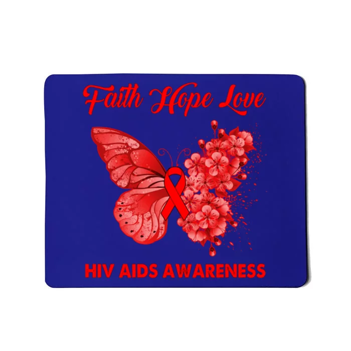 Butterfly Faith Hope Love Red Ribbon Hiv Aids Day Warrior Gift Mousepad