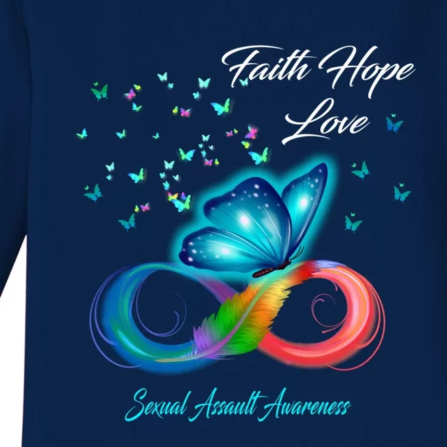 Butterfly Faith Hope Love Sexual Assault Awareness Gift Baby Long Sleeve Bodysuit