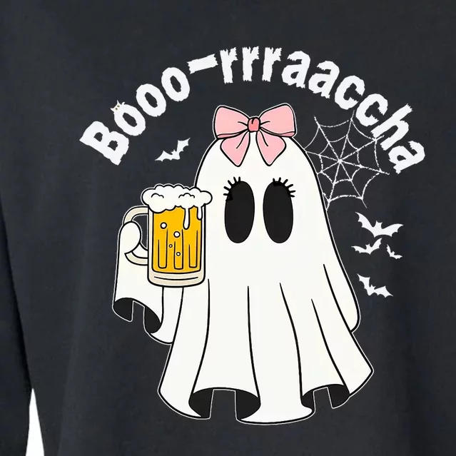 Booracha Funny Halloween Ghost Beer Design Borracha Cropped Pullover Crew