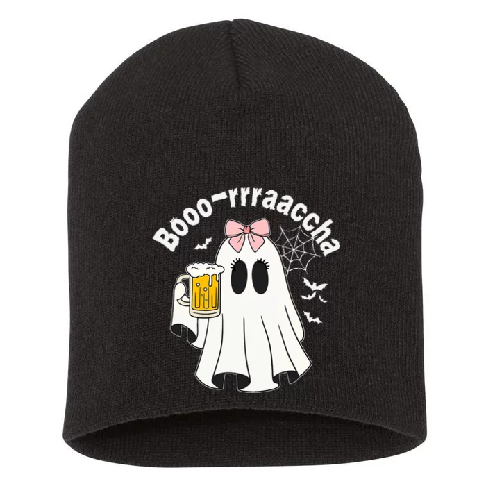 Booracha Funny Halloween Ghost Beer Design Borracha Short Acrylic Beanie