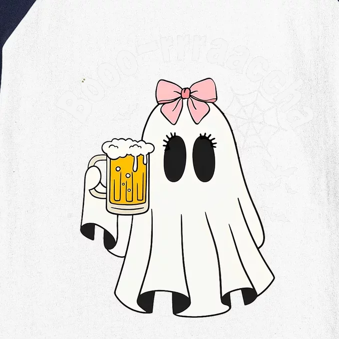 Booracha Funny Halloween Ghost Beer Design Borracha Baseball Sleeve Shirt