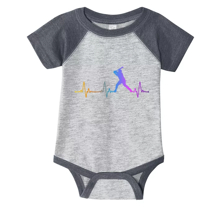 Baseball Fan Heartbeat Pulse Rainbow Infant Baby Jersey Bodysuit