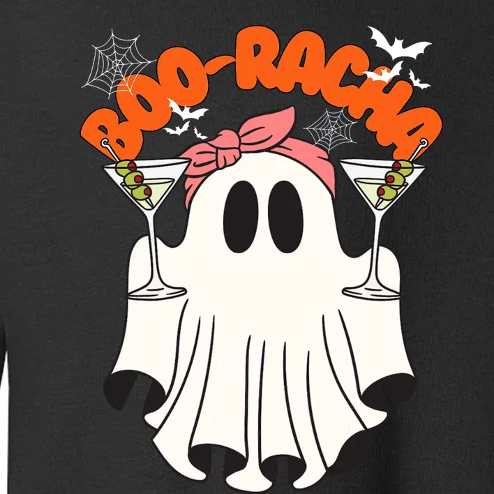 Booracha Funny Halloween Ghost Drinking Margarita Boo Racha Toddler Sweatshirt