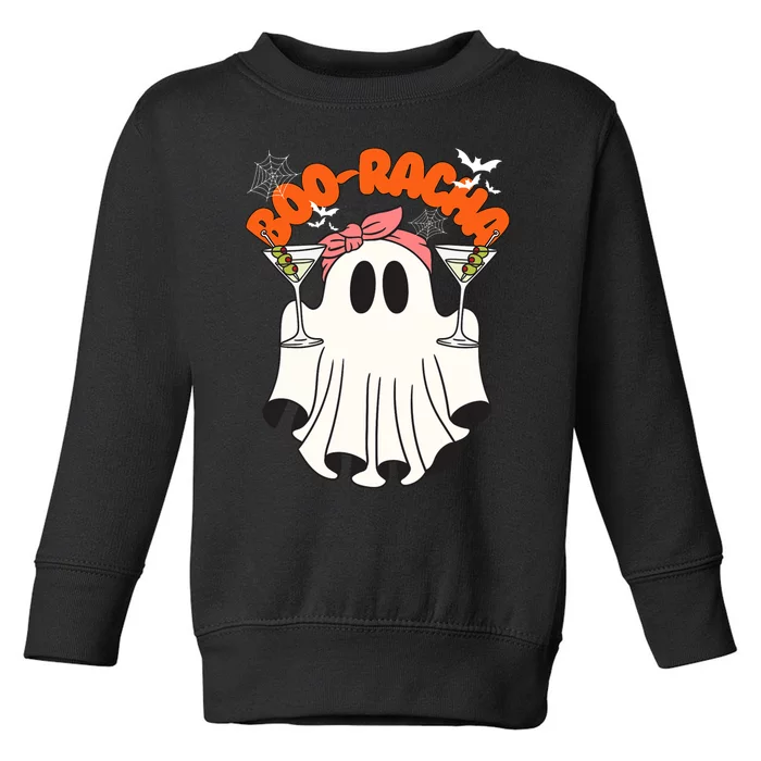 Booracha Funny Halloween Ghost Drinking Margarita Boo Racha Toddler Sweatshirt