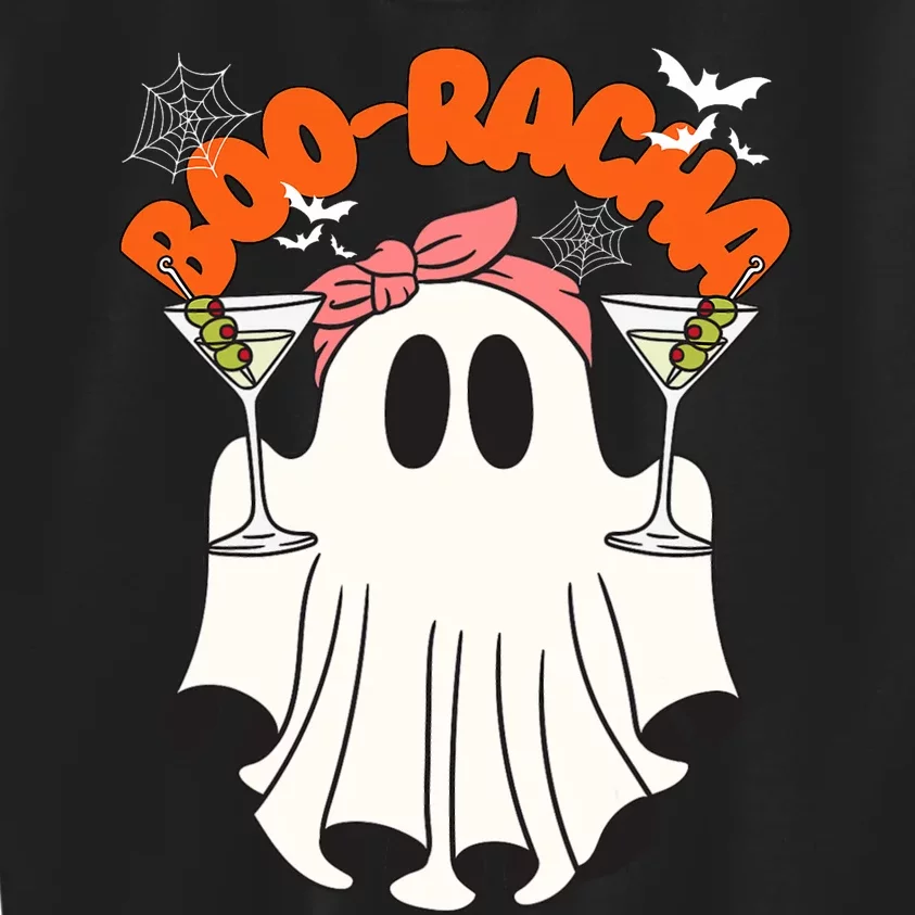 Booracha Funny Halloween Ghost Drinking Margarita Boo Racha Kids Sweatshirt