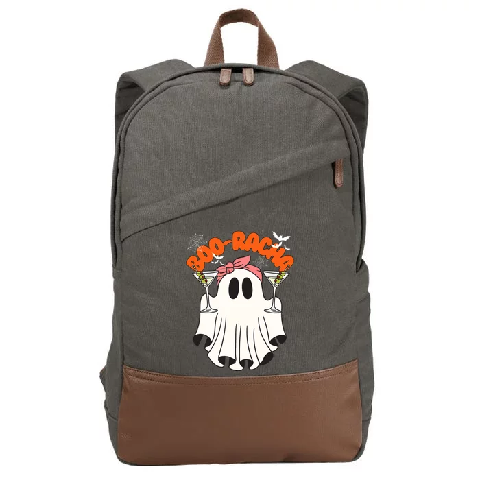 Booracha Funny Halloween Ghost Drinking Margarita Boo Racha Cotton Canvas Backpack