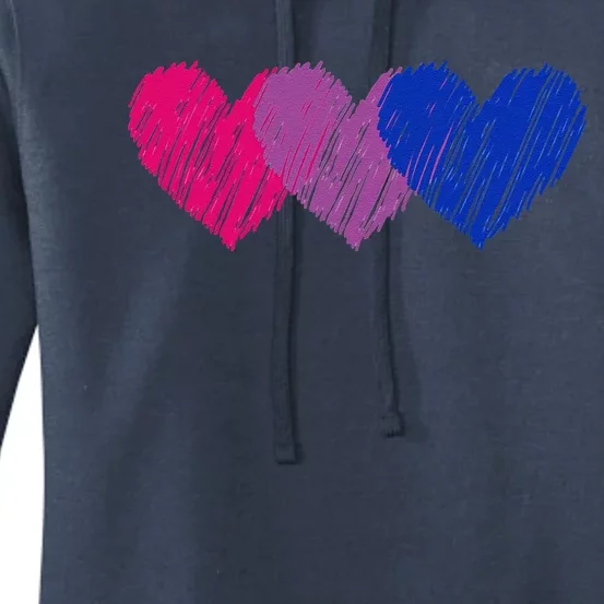 Bisexual Flag Hearts Love LGBT Bi Pride Co. Women's Pullover Hoodie