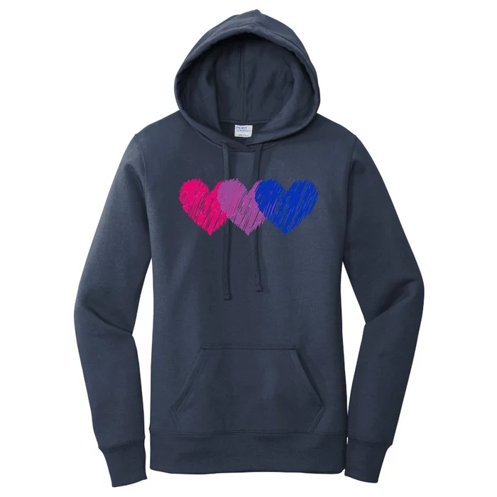 Bisexual Flag Hearts Love LGBT Bi Pride Co. Women's Pullover Hoodie