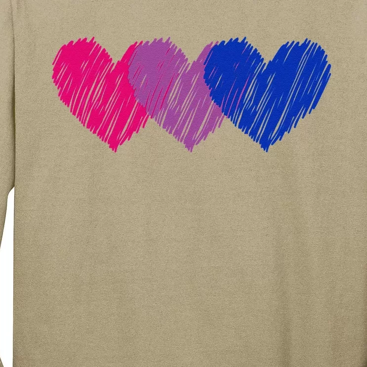 Bisexual Flag Hearts Love LGBT Bi Pride Co. Tall Long Sleeve T-Shirt