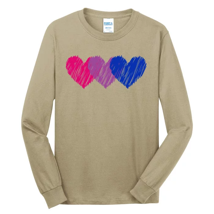 Bisexual Flag Hearts Love LGBT Bi Pride Co. Tall Long Sleeve T-Shirt