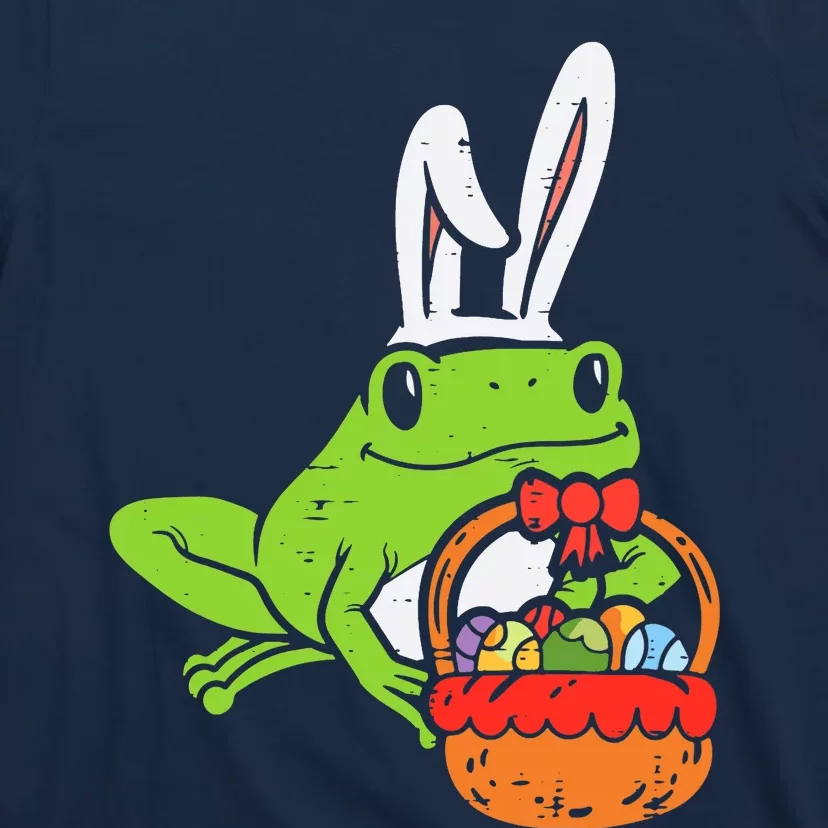 Bunny Frog Holding Eggs Basket Funny Easter Day Animal Lover T-Shirt