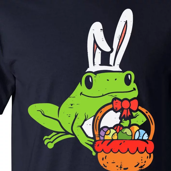 Bunny Frog Holding Eggs Basket Funny Easter Day Animal Lover Tall T-Shirt