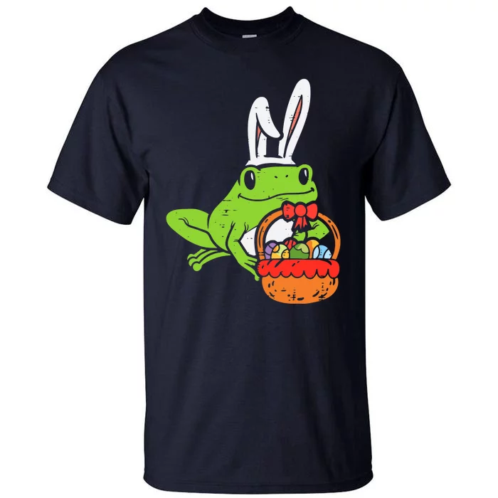 Bunny Frog Holding Eggs Basket Funny Easter Day Animal Lover Tall T-Shirt