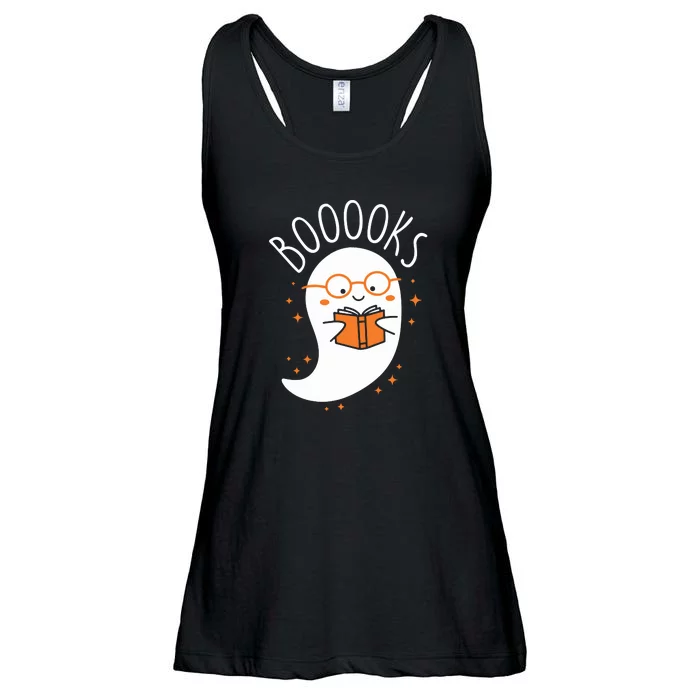 Booooks Funny Halloween Teacher Book Library Reading Ladies Essential Flowy Tank