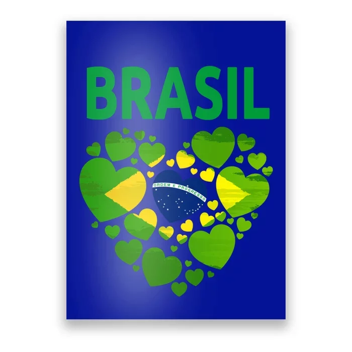 Brazilian Flag Heart Idea And Brazil Flag Heritage Gift Poster