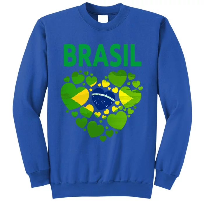 Brazilian Flag Heart Idea And Brazil Flag Heritage Gift Tall Sweatshirt