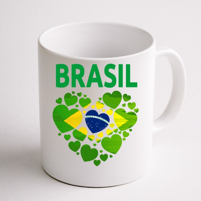 Brazilian Flag Heart Idea And Brazil Flag Heritage Gift Front & Back Coffee Mug