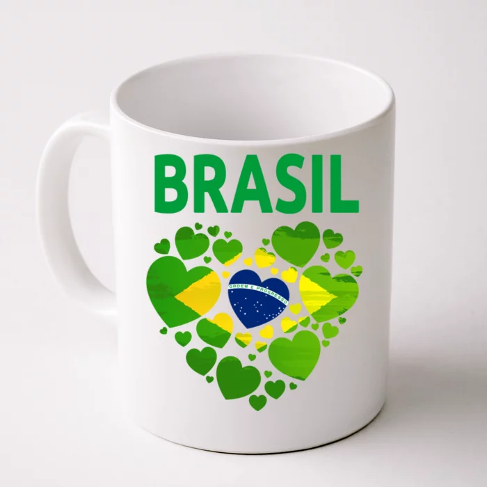 Brazilian Flag Heart Idea And Brazil Flag Heritage Gift Front & Back Coffee Mug