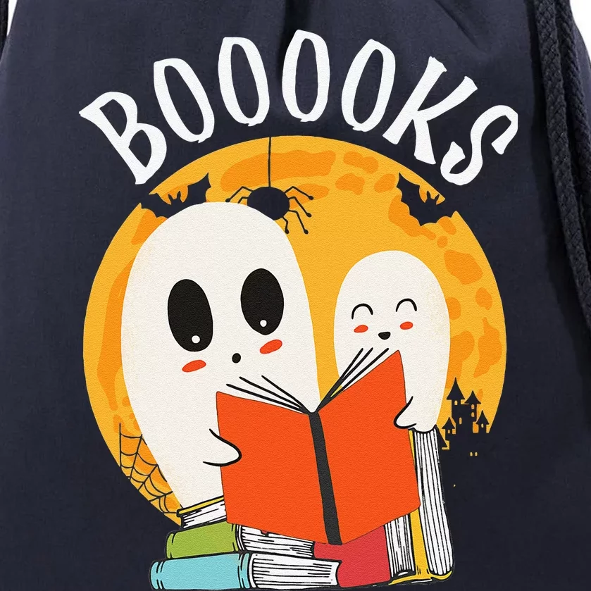 Boooks Funny Halloween Ghost Bookworm Spooky Season Reading Gift Drawstring Bag