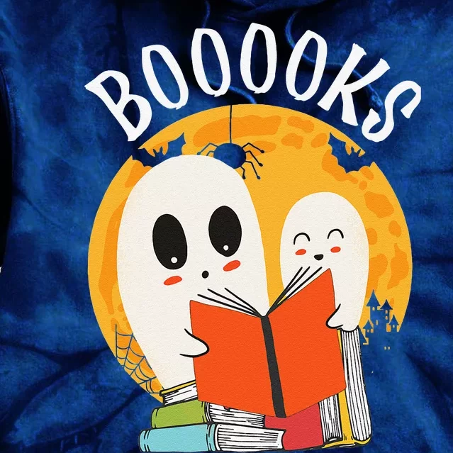 Boooks Funny Halloween Ghost Bookworm Spooky Season Reading Gift Tie Dye Hoodie