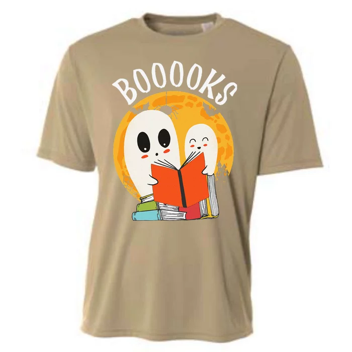 Boooks Funny Halloween Ghost Bookworm Spooky Season Reading Gift Cooling Performance Crew T-Shirt