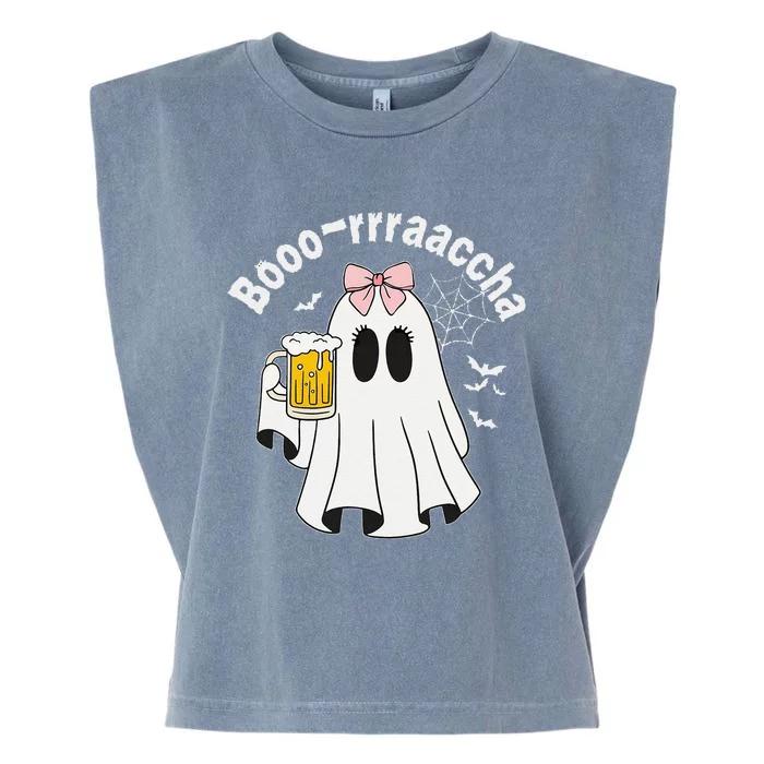 Booracha Funny Halloween Ghost Beer Design Borracha Garment-Dyed Women's Muscle Tee