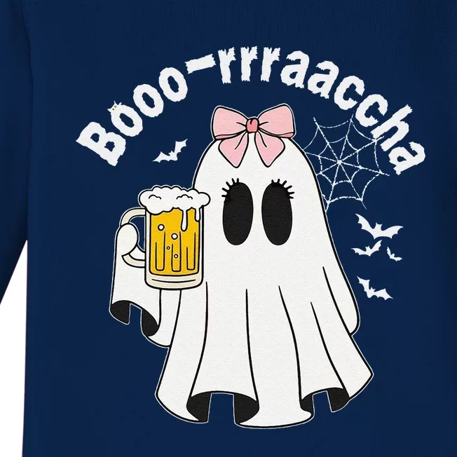 Booracha Funny Halloween Ghost Beer Design Borracha Baby Long Sleeve Bodysuit