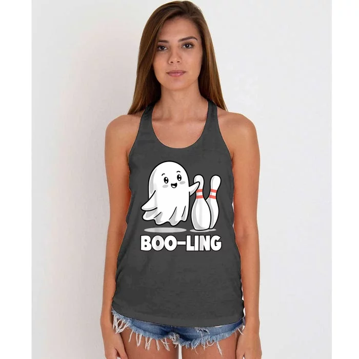 Booling Funny Halloween Bowling Women's Knotted Racerback Tank