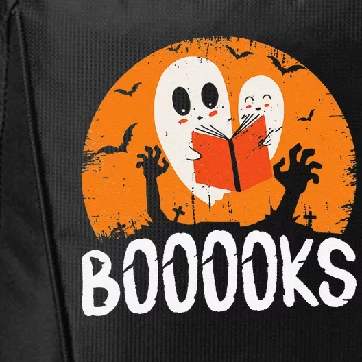 Boooks Funny Halloween Ghost Bookworm Spooky Season Reading City Backpack