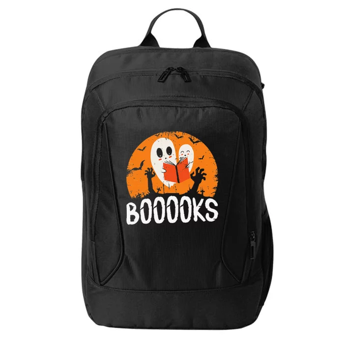 Boooks Funny Halloween Ghost Bookworm Spooky Season Reading City Backpack