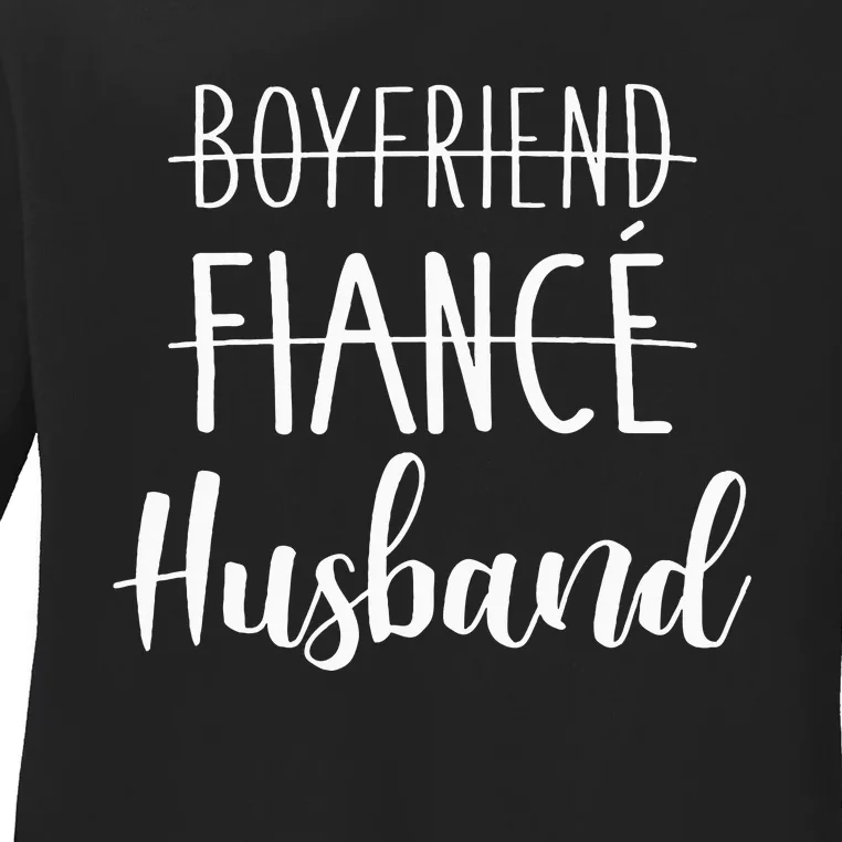 Boyfriend Fiancé Husband For Wedding And Honeymoon Ladies Long Sleeve Shirt