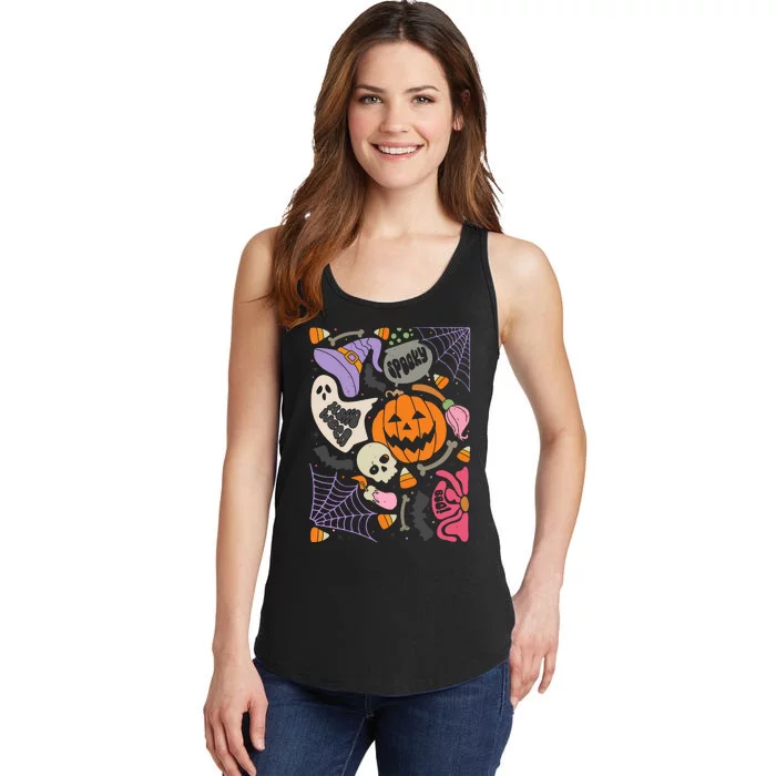 Boho Floral Halloween Spooky Season Ladies Essential Tank