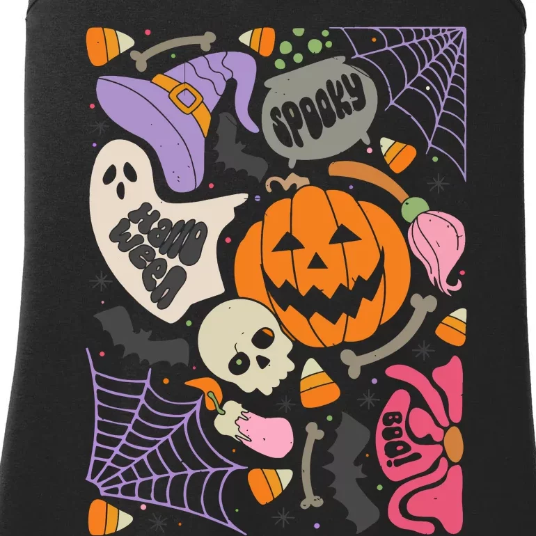 Boho Floral Halloween Spooky Season Ladies Essential Tank