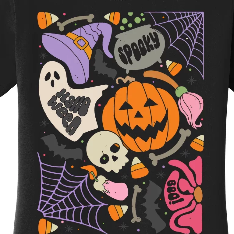 Boho Floral Halloween Spooky Season Women's T-Shirt