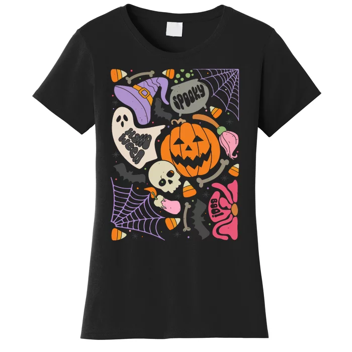 Boho Floral Halloween Spooky Season Women's T-Shirt