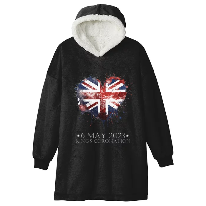 british flag heart King's Coronation Union Jack Charles Hooded Wearable Blanket