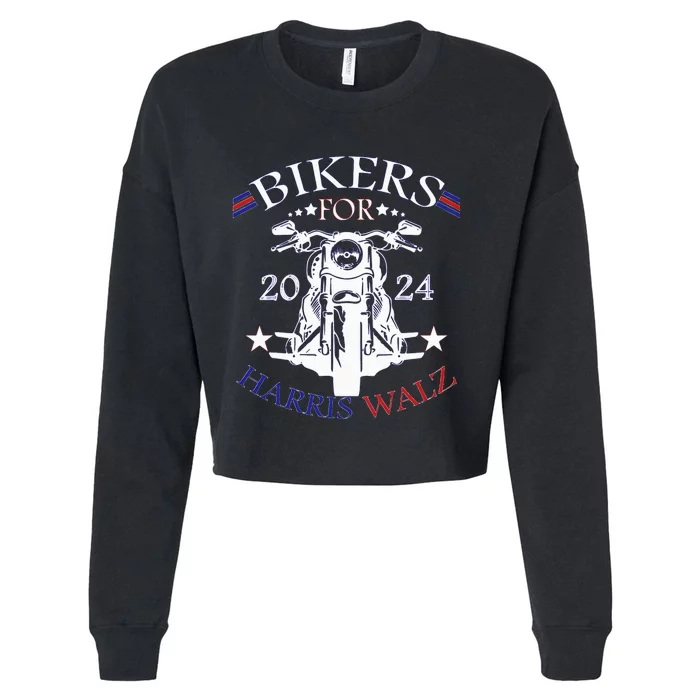 Bikers For Harris Walz 2024 Harris Waltz 2024 Election Cropped Pullover Crew