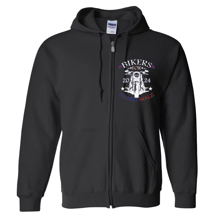 Bikers For Harris Walz 2024 Harris Waltz 2024 Election Full Zip Hoodie