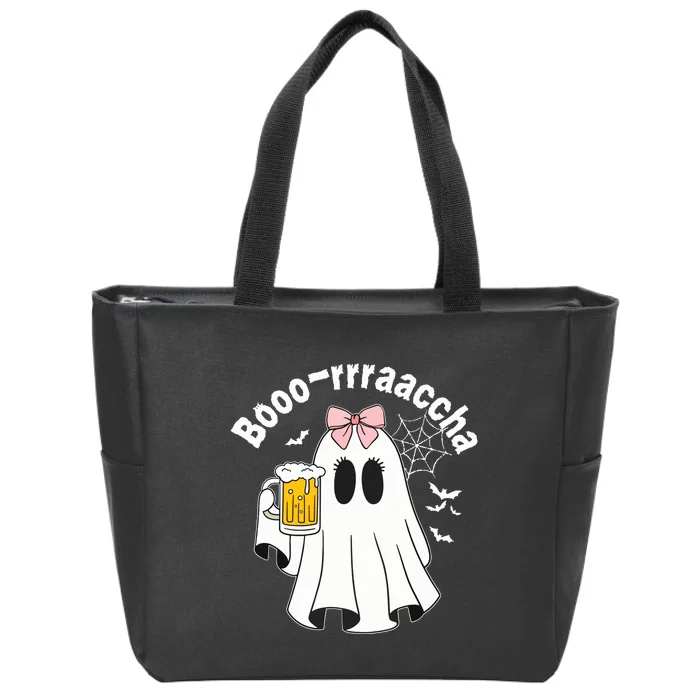 Booracha Funny Halloween Ghost Beer Design Borracha Zip Tote Bag