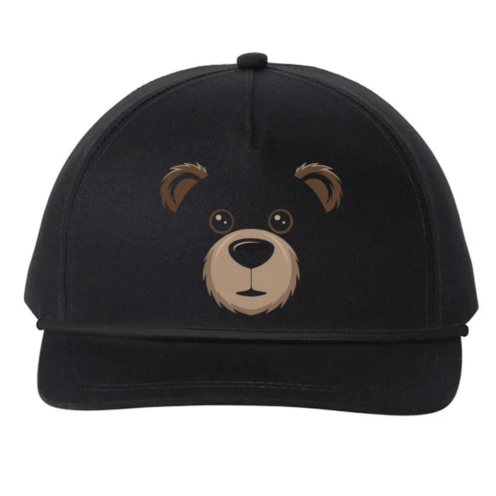 Bear Face Halloween Costume Brown Bear Animal Snapback Five-Panel Rope Hat