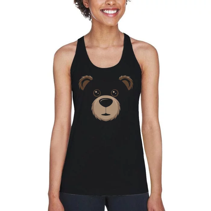 Bear Face Halloween Costume Brown Bear Animal Women's Racerback Tank