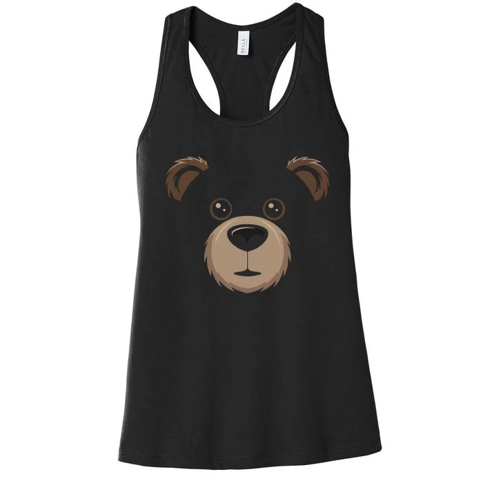 Bear Face Halloween Costume Brown Bear Animal Women's Racerback Tank