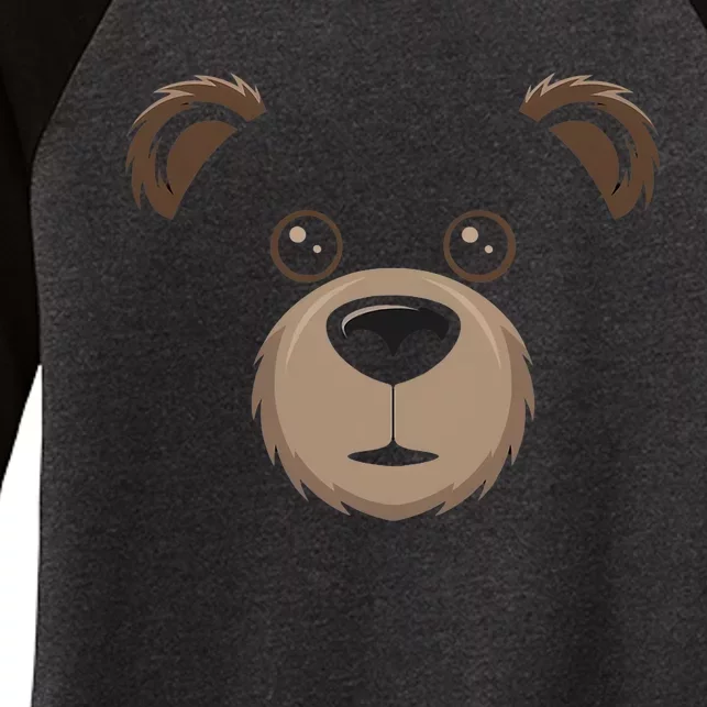 Bear Face Halloween Costume Brown Bear Animal Women's Tri-Blend 3/4-Sleeve Raglan Shirt