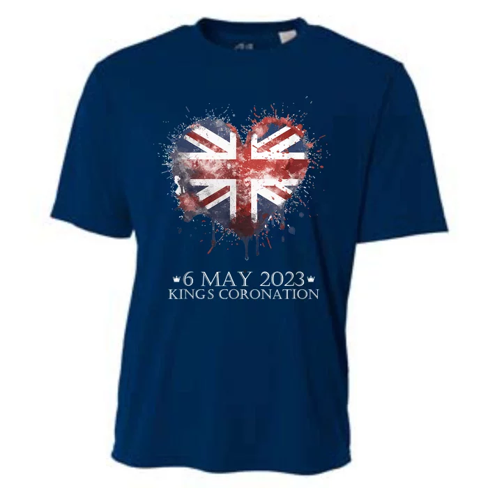 British Flag Heart King's Coronation. Union Jack Charles Cooling Performance Crew T-Shirt