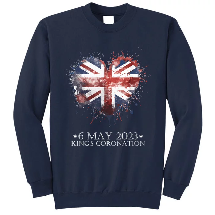 British Flag Heart King's Coronation. Union Jack Charles Tall Sweatshirt