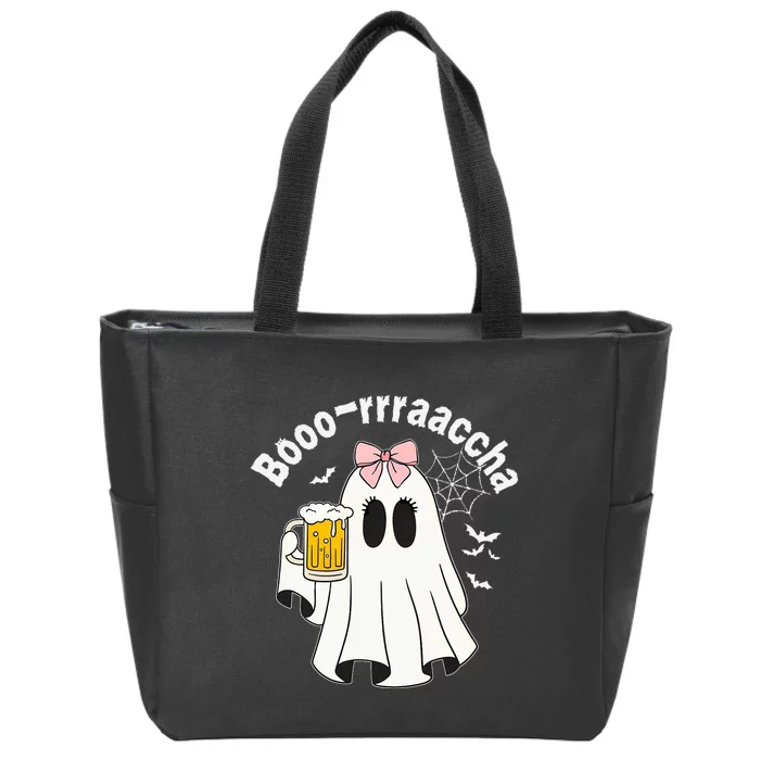 Booracha Funny Halloween Ghost Beer Design Borracha Zip Tote Bag