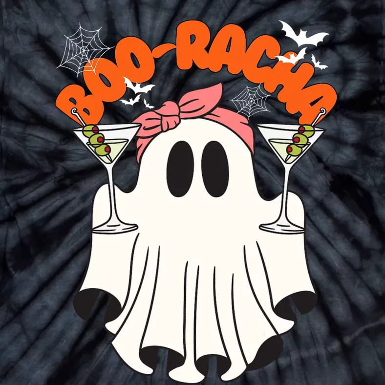 Booracha Funny Halloween Ghost Drinking Margarita Boo Racha Tie-Dye T-Shirt