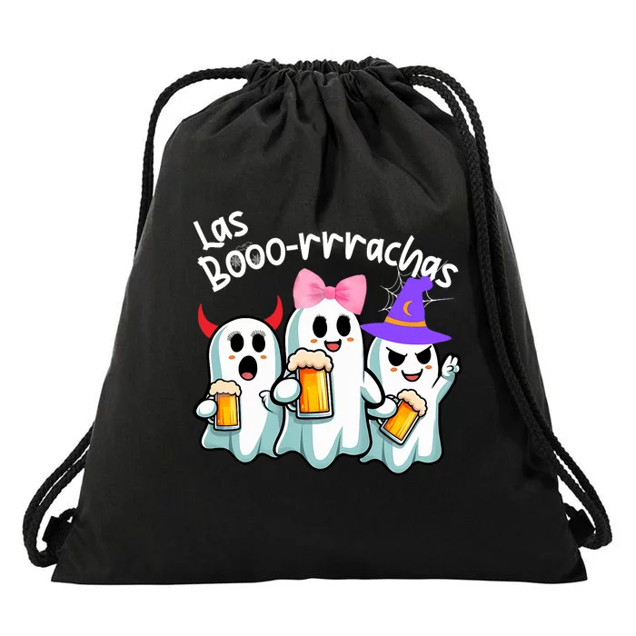 Boorachas Funny Halloween Ghost Drinking Margarita Boo Racha Drawstring Bag