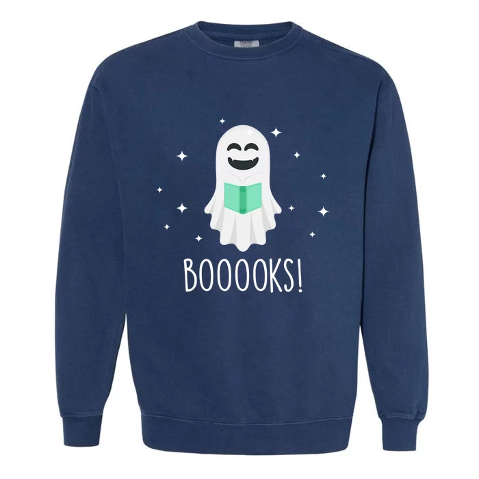 Booooks! Funny Halloween Cute Ghost Reading Books Great Gift Garment-Dyed Sweatshirt